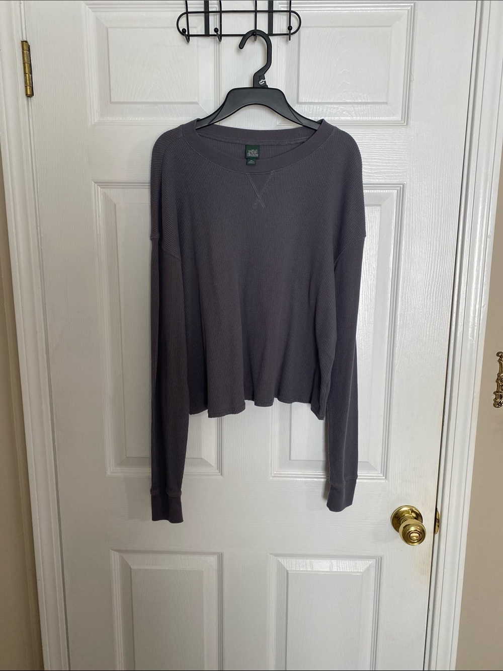 wild fable Waffle-Knit Long Sleeve Top - Charcoal